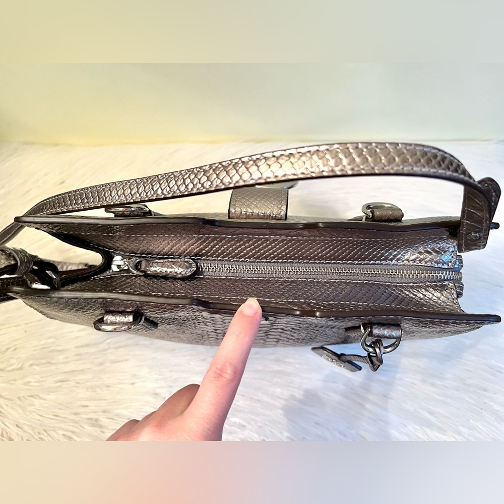Ralph Lauren Bold Python Silver Embossed Crossbod… - image 8